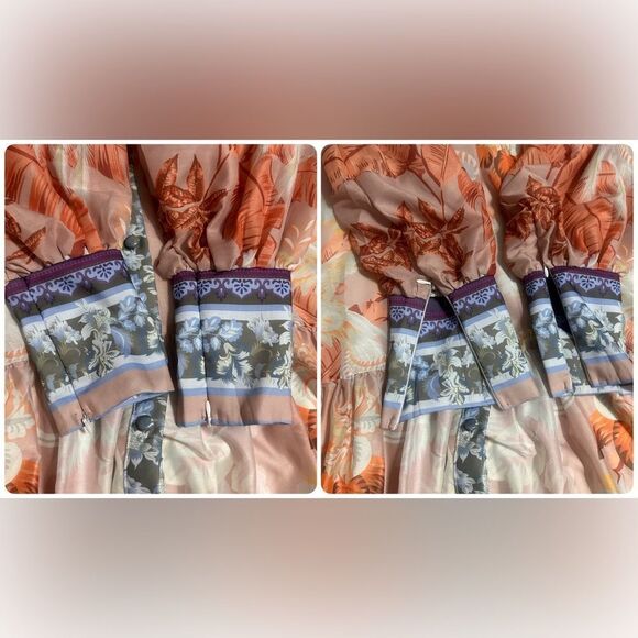 I TOO Italy Elegant Floral Long Sleeve Button Down Dress Size Small - Picture 15 of 16